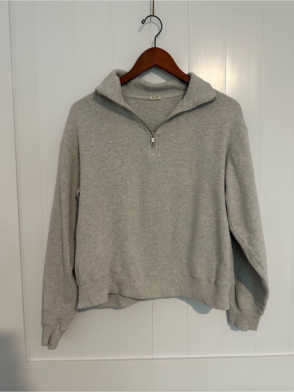 Women’s Light Gray Quarter-Zip Sweater - Classic Pullover